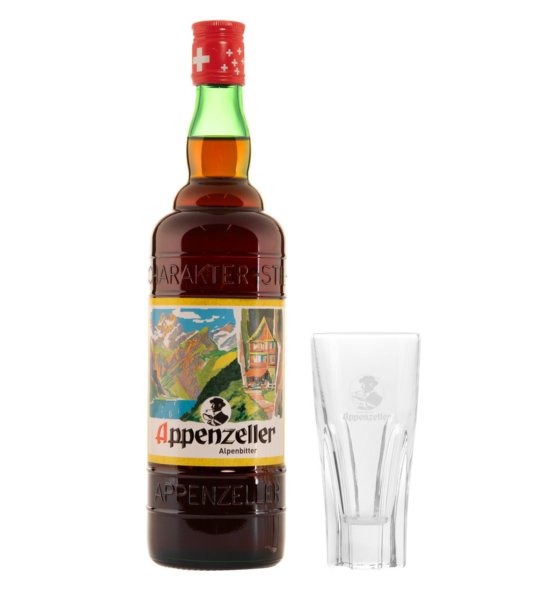 Appenzeller Alpenbitter mit Glas