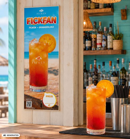 FICKEN Poster FICKFAN an der Theke