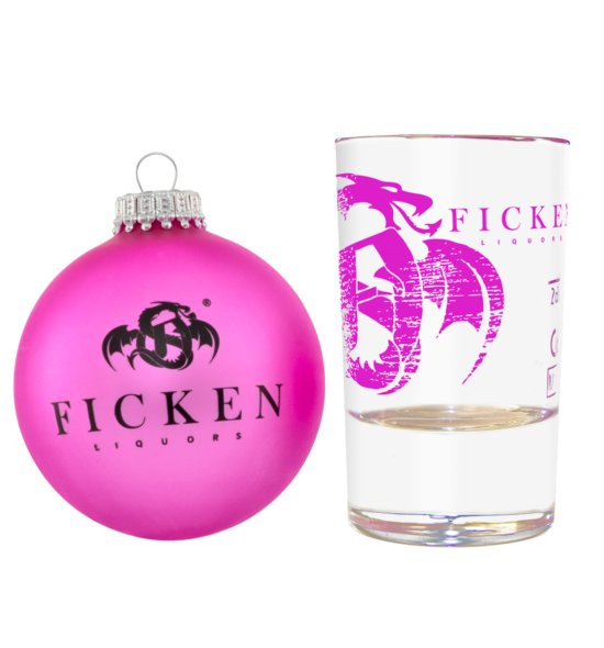 FICKEN Schnapsglas und Christbaumkugel