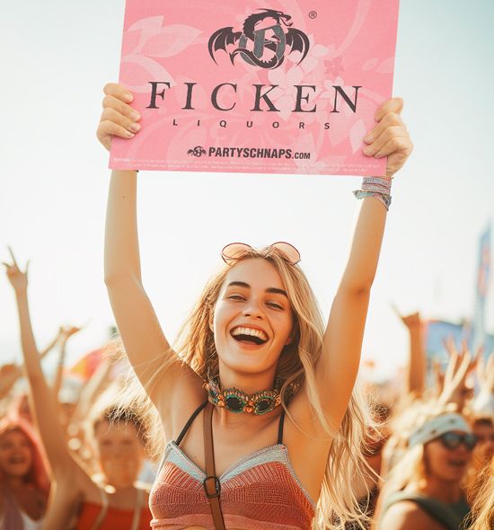 FICKEN Pappe pink auf dem Festival