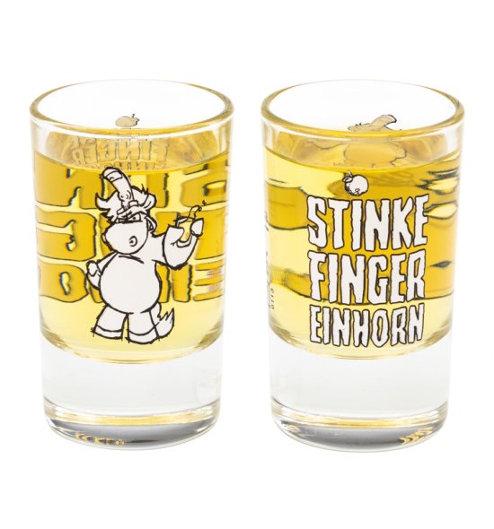 Stinkefingereinhorn 2er Schnapsglas Set - Gläser voll
