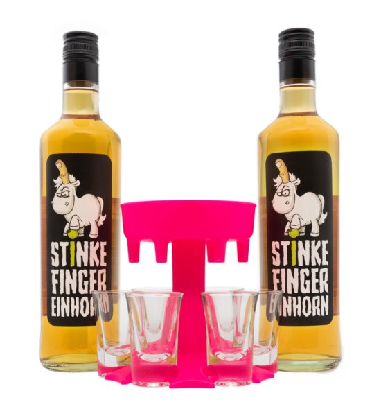 Shotbuddy Pink mit Stinkefingereinhorn-Korn